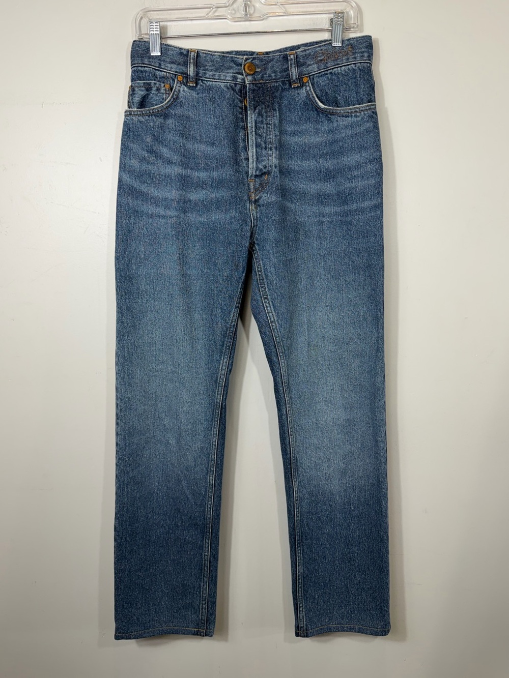Chloé Semeru Button Fly Straight Leg Jeans W28 L29 Made in Italy Blue Denim